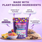 Mushroom Gummies with Ashwagandha, Lion’s Mane, Reishi, Cordyceps, Turkey Tail, Maitake, Shiitake & Chaga, Vegan Mushroom Supplement Gummy, Gluten Free, Mixed Fruit Flavor, 80 Count