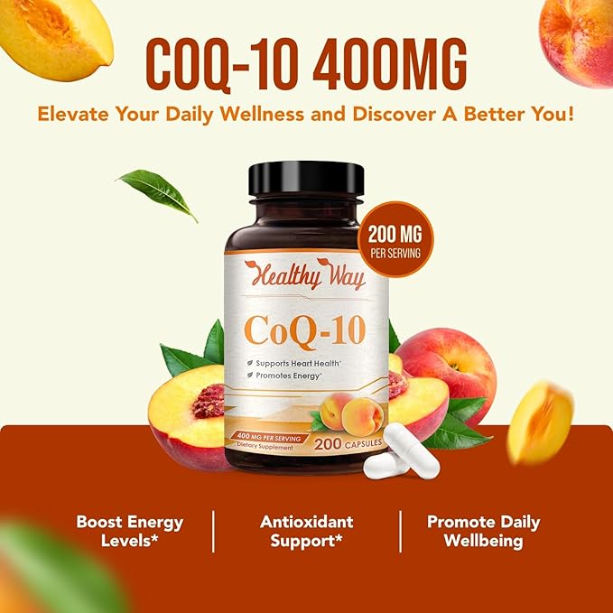 Coenzyme Q10 200mg CoQ10 Supplement - Once Daily Coq 10 200mg Powder Capsules for Healthy Heart Antioxidant and Energy Support - Non-GMO Quick Absorption Ubiquinone Q10 Coenzyme (100 Servings)