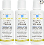 Cellfood Essential Silica Anti-Aging Formula - 4 fl oz, 3 Pack - Supports Healthy Bones, Joints, Hair, Skin, Nails, Teeth & Gums - Easy to Absorb - Gluten & Thiaminase Free, Non-GMO - 120-Day Supply