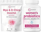 Micro Ingredients Myo-Inositol with D-Chiro Inositol Powder & Women’s Probiotics 100 Billion CFU Veggie Capsules | 2 Pack Bundle | 40:1 Ideal Ratio | 40 Strains + Cranberry & D-Mannose