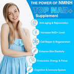 NMNH (Dihydronicotinamide Mononucleotide) NMN Alternative Supplement, 500 mg Per Serving NAD Supplement to Boost NAD+ Levels, for Anti Aging, Energy, Immunity, Focus, 60 Vegan Capsules