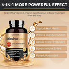 ZEBORA Ubiquinol CoQ10 200mg Softgels, 4-in-1 Powerful Antioxidant for Heart and Vascular Health, Essential for Energy Production, Max Absorption Active Form of CoQ10, 120 Softgels