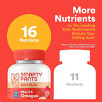 SmartyPants Kids Multivitamin Gummies, Omega 3 (DHA/EPA), Vitamins D3, C, B12, B6, Vitamin A, K & Zinc, Gluten Free, Cherry Berry Punch Flavors, 60 Count (30 Day Supply)