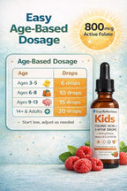 Folinic Acid Drops Kids 800 mcg + L-Methylfolate + B12 +P5P B6 Gentle Methylation Great Taste, Magnesium Glycinate, Vitamin D3 & C Folate Support for Brain,Focus, Mood & Cellular Health 5-MTHF Drops