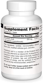 Source Naturals Pantothenic Acid 250 mg Vitamin B-5 Dietary Supplement - 100 Tablets