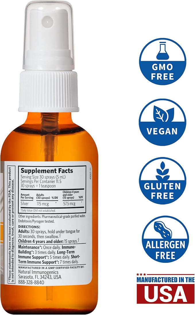 Argentyn 23 Professional Immune Support, Colloidal Silver, Bio-Active Silver Hydrosol, 23 ppm, Fine Mist Spray, 2 Fl Oz