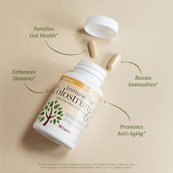 100% Pure Bovine Colostrum (Grass-Fed) | High IgG for Immune Support & Gut Health | Anti-Aging | Colostrum | 180 Capsules