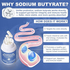 Sodium Butyrate Supplement – Postbiotic for Gut Health, Supports Digestion, IBS, Leaky Gut & Stomach Comfort – Low Odor, Easy to Swallow, No Side Effects – 100 Vegan Capsules