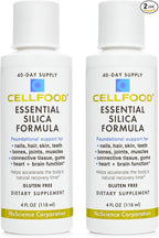 Cellfood Essential Silica Anti-Aging Formula, 4 fl oz, 2 Pack - Supports Healthy Bones, Joints, Hair, Skin, Nails, Teeth & Gums - Easy to Absorb - Gluten Free, Thiaminase Free, Non-GMO - 80-Day Supply