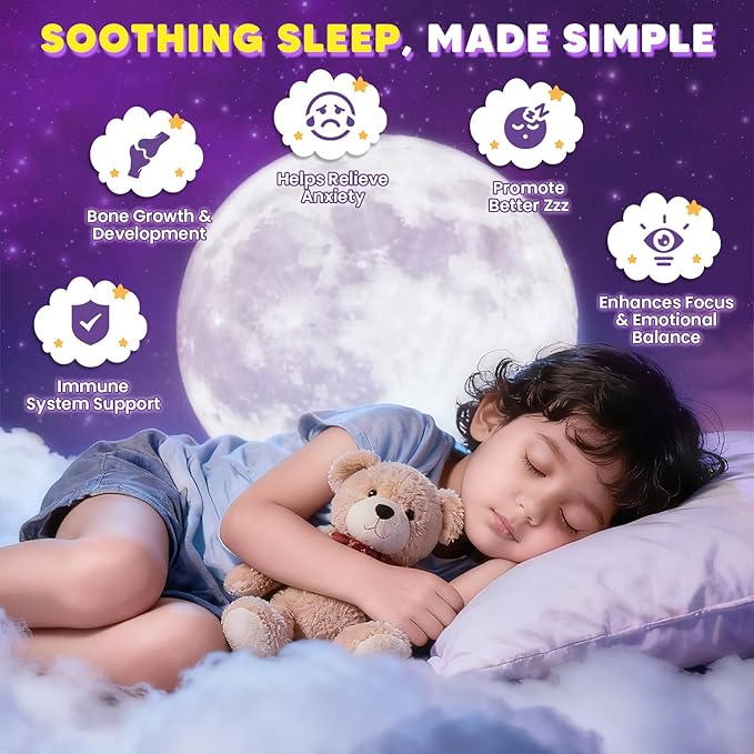(2 Pack) Magnesium Glycinate Gummies for Kids & Adults, Sugar Free Magnesium Glycinate 400/200mg Supplement with Chamomile, Lavender, L-Theanine & GABA, B6, D3 & K2 for Relax, Brain, Immune Support