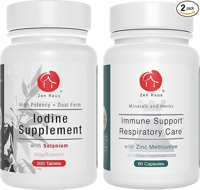 Zen Haus Iodine and Immune Bundle - 12.5 mg Iodine Complex with The Immune and Respiratory Support Formula
