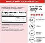 NatureWise Vitamin B12 Methylcobalamin - Active Form for Ultra Absorption - 1000mcg Methylated B12 for Energy, Nerve & Heart Support - Non-GMO, Vegan, USA Manufactured - 60 Capsules[60-Day Supply]