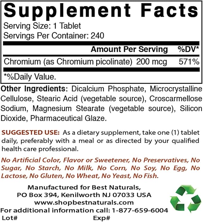Chromium Picolinate 200 mcg & Vitamin C 1000 mg