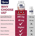 200 mg Pycnogeno with PQQ, Premium French Maritime Pine Bark Extract, Unique Dual-Delivery for Maximum Absorption, Pine Bark Extract for Vascular & Heart & Joint Function - 60 Vegan Softgels