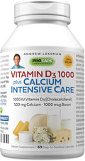 ANDREW LESSMAN Vitamin D3 1000 Plus Calcium Intensive Care 60 Capsules - Essential for Calcium Absorption, Supports Bone Health, Healthy Muscle Function. Gentle, Easy-to-Absorb. No Additives