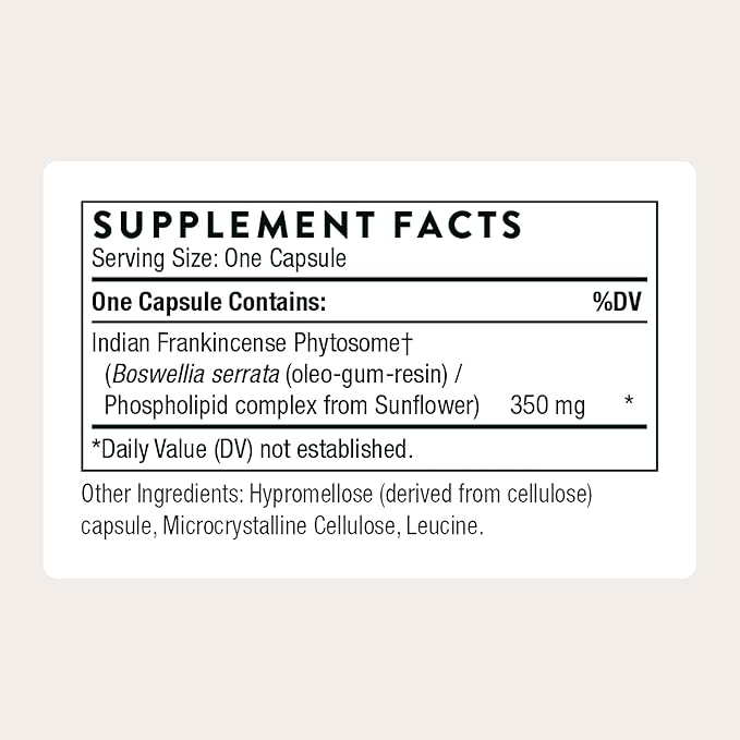 THORNE - Boswellia Phytosome - Supports a Healthy Inflammatory Response in the Brain, Lungs, GI Tract, Muscles, Joints & Tendons* - Third-Party Certified - Gluten, Dairy & Soy-Free - 60 Capsules
