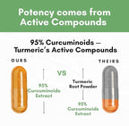 Turmeric Curcumin Extract 1500mg – Full Dose of 95% Curcuminoids with Black Pepper Ginger & Cinnamon – High Absorption Turmeric Supplement – Non-GMO Natural Capsules