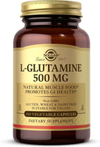 Solgar L-Glutamine 500 mg - 100 Vegetable Capsules - Natural Muscle Food - Non-GMO, Vegan, Gluten Free, Dairy Free, Kosher - 33 Servings