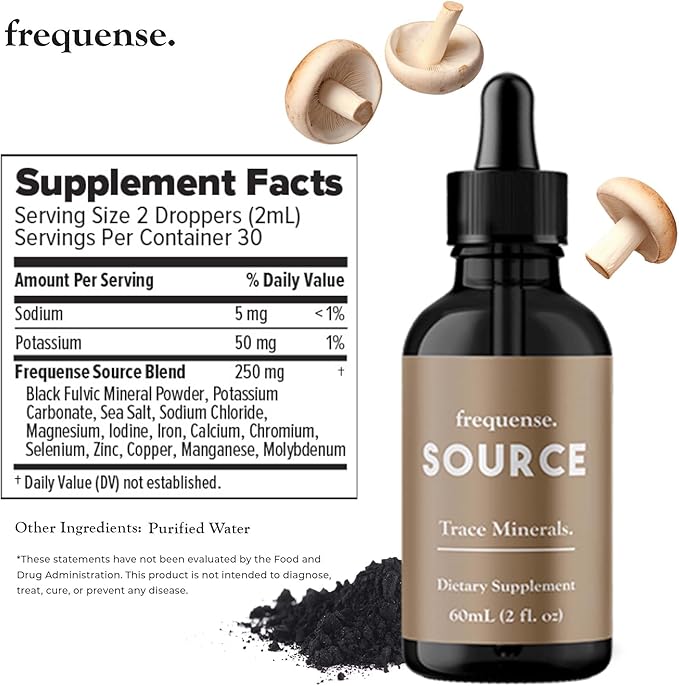 FREQUENSE - Source Trace Minerals - Fulvic Mineral Powder for Bone Health, Nutrient Absorption, Skin Support, Gut Health & Electrolytes - 60 ml
