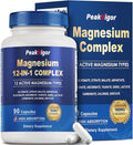 12 in 1 Magnesium Complex, Magnesium Supplement 1000mg with Glycinate, Citrate, Malate, L-Threonate,Taurate, Sleep Support, Third-Party Tested, Vegan & Easy to Swallow，90 Days Supply