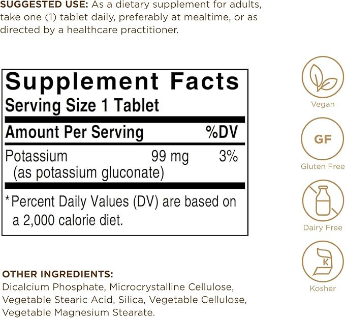 Potassium Gluconate Solgar 250 Tabs