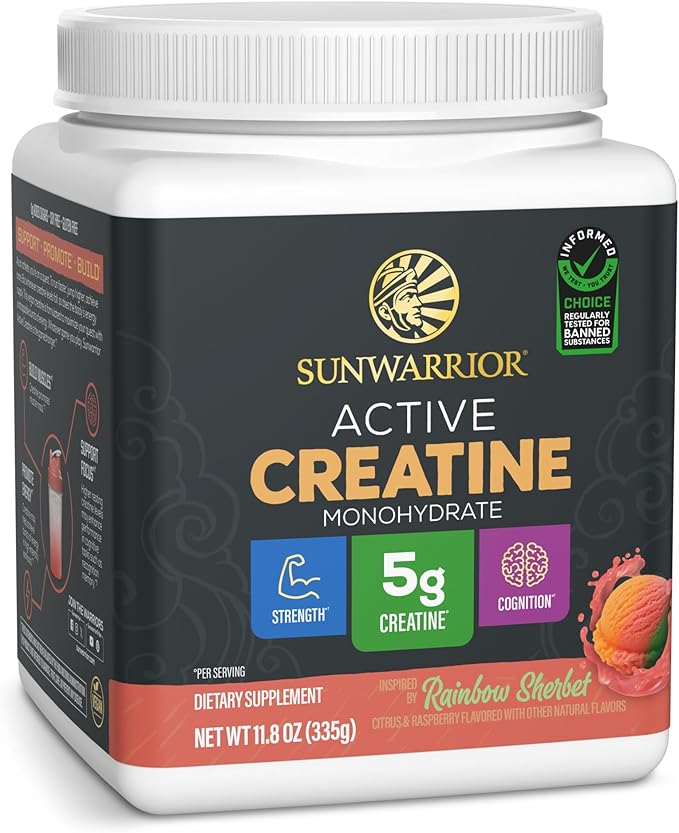 Creatine Monohydrate Powder Micronized PreWorkout Recovery Supplement | Support Muscle Building Strength Training Cognition | Vegan & Keto Friendly Easily Mixes Rainbow Sherbert Flavored Creatine