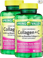 Collagen 2500mg with Vitamin C – Hydrolyzed Collagen Pills Peptides Supplement, 90 Tablets, Daily Collagen Vitamins for Hair Skin Nail Support, Gluten Free (Pack of 2)