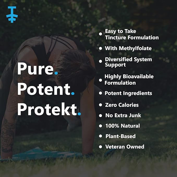 PROTEKT Resilient Vitamin D3 K2 B12 Drops - Liquid B12 K2 D3 Vitamin Supplement with Methylfolate, Liquid Drops for Energy & Recovery, Methy Folate for Sleep & Mood - Natural Berry 30mL