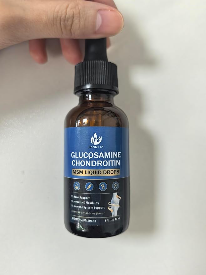 (4 Pack) Glucosamine Chondroitin MSM Liquid Drops, High Absorption, Antioxidant, Immune, Bone Support, MSM Supplement for Men & Women, Vegan, Sugar-Free, Raspberry Flavor, 1 Fl Oz