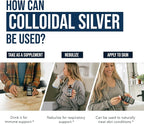 Bioactive Colloidal Silver - 8 oz, Glass Bottle, Vegan, Safe Doses with Highest Effectiveness - Nano Ions, 30 PPM - Immune Support (48 Servings)