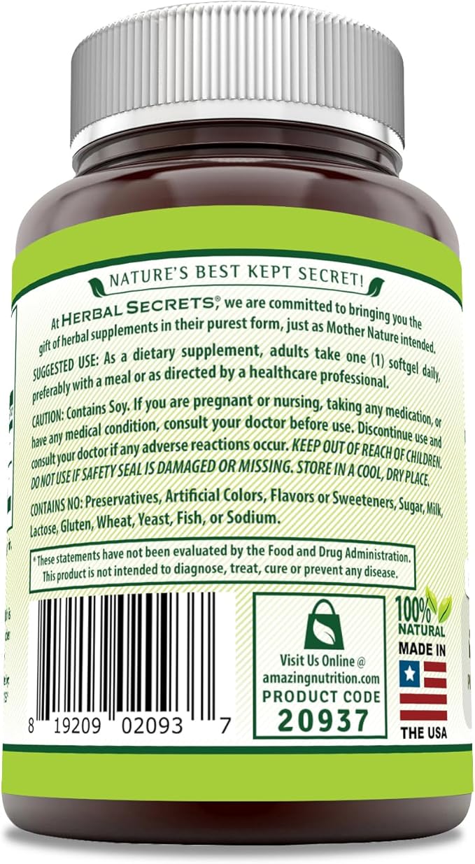 Herbal Secrets Lutein with Zeaxanthin Supplement | 40 Mg Per Serving | 60 Softgels | Non-GMO | Gluten-Free | Made in USA