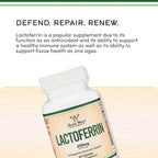 Lactoferrin 250mg per Serving (60 Capsules) Patented Bioferrin Lactoferrin - Superior Iron Supplement for Iron Deficiency and Immune Support by Double Wood Supplements