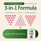 Snap Supplements Organic Beet Root Powder Nitric Oxide Supplement for Men & Women, Red Spinach & Pomegranate, Supports Healthy Energy & Blood Pressure Already in Normal Range, 30 Servings, Apple