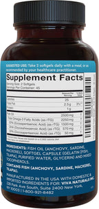 Viva Naturals Triple Strength Omega 3 Fish Oil Pills – 2500 mg High-Potency Formula with 2250 mg Omega 3 Fatty Acids (Including EPA, DHA, DPA) in rTG Form for Absorption – IFOS Certified, 90 Softgels