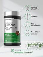 Horbäach Turmeric Curcumin Supplement | 180 Capsules | with Black Pepper & Tart Cherry | Non-GMO & Gluten Free