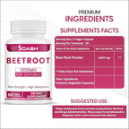 scash Beet Root Capsules - 1000mg Per Serving - 60 Beet Root Powder Capsules - (Pure, Non-GMO & Gluten Free