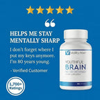Youthful Brain | Memory & Brain Health Support Supplement with Bacopa Monnieri, Ginkgo Biloba, B12 - Easy to Swallow Tablets - 30-Day Supply (60 Count)