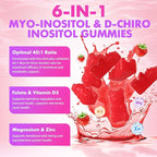 softbear Inositol Supplement for Women, Myo-Inositol & D-Chiro Inositol Gummies Ideal 40:1 Ratio for Female Health & Wellness, Sugar-Free/Veagn/GMO-Free, Strawberry Flavor, 60 Count