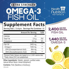 Omega 3 Fish Oil Supplements - 2400mg Fish Oil Per Serving - Triple Strength Omega-3 with EPA & DHA Fatty Acids - Natural Heart, Brain & Immune Support - Wild Caught, Bottled in USA - 180 Softgels