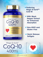 Carlyle CoQ10 400mg Softgels | 200 Count | High Absorption Coenzyme Q10 | with Black Pepper Extract | Non-GMO and Gluten Free Supplement