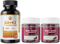 M inch Vitamin D3 K2 Capsules & Beet Root Gummies for Bone, Immune, Blood* Pressure Support & Nitric Oxide Booster
