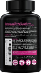 Organic Fermented Beet Root & Black Maca Capsules with Carrot, Spinach, Cranberry & Ginger | Superfood for Energy, Stamina & Wellness | 90 Veggie Capsules | Made in USA