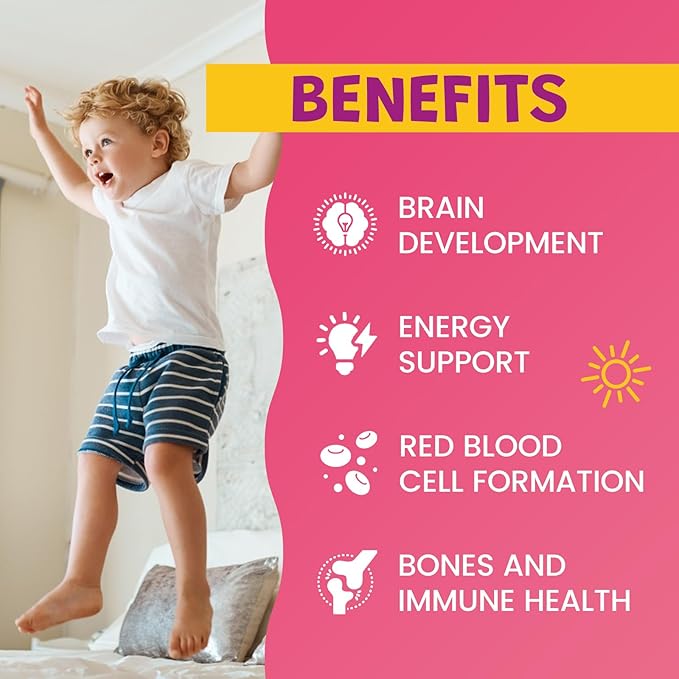 Liquid Iron Supplement for Kids, Women & Men - with Calcium, Zinc, Kids Multivitamin with Iron Drops - Immune Support, Blood Builder & Energy Support for Iron Deficiency, Anemia, Vegan 2 Fl Oz