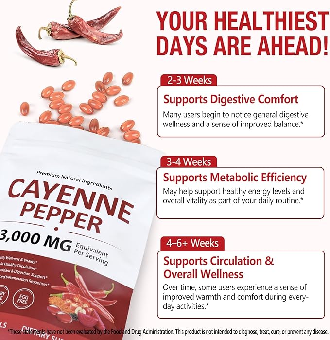Premium Cayenne Pepper Capsules with Turmeric Curcumin & Beet Root Extract | Supports Cardiovascular Health, Blood Circulation | Potent Capsaicin Supplement, Easy-to-Swallow Softgels (240 Count)