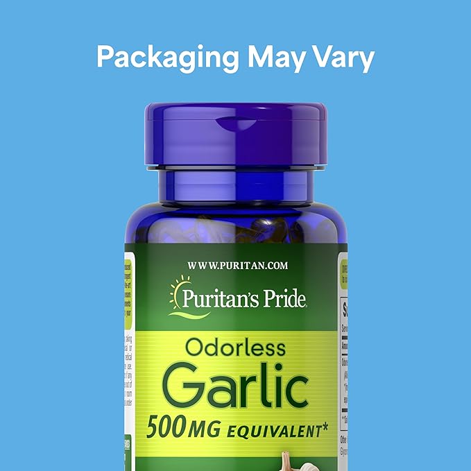 Puritan's Pride Premium Odorless Garlic Fresh 500mg, Traditional Dietary Supplement for Heart Health and Circulation Support with Antioxidant Properties, 250 Rapid Release Softgels