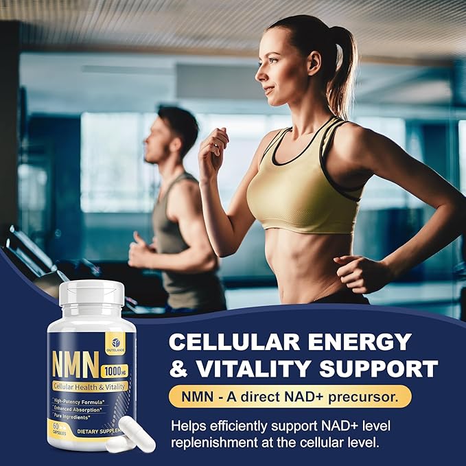 NMN Supplement 500 mg (Nicotinamide Mononucleotide) - 6-in-1 NAD Supplement with Quercetin | TMG | Resveratrol | Spermidine| Black Pepper Extract for Cellular Support 60 Capsules