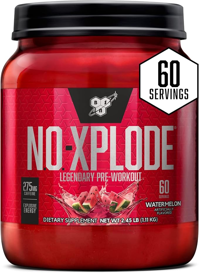 BSN N.O.-XPLODE Pre Workout Powder, Energy Supplement for Men and Women with Creatine and Beta-Alanine, Watermelon, 60 Servings, 2.45 Pound (Packaging May Vary)