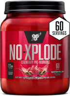 BSN N.O.-XPLODE Pre Workout Powder, Energy Supplement for Men and Women with Creatine and Beta-Alanine, Watermelon, 60 Servings, 2.45 Pound (Packaging May Vary)