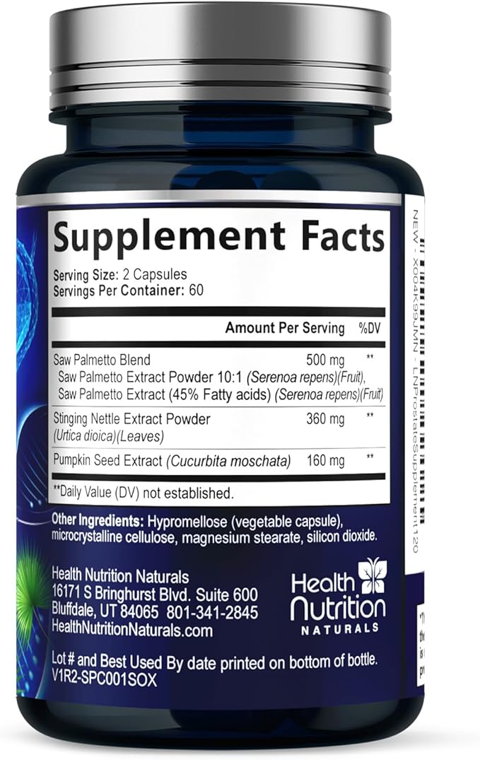 Prostate Health Supplements for Men - 3X Strength with Saw Palmetto Blend Stinging Nettle Root & Pumpkin Seed Support Complex - Supports Bathroom Trips Prostate & Urinary Health - 120 Capsules