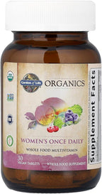Garden of Life Organics Multivitamin for Women - Women's Once Daily Multi - Whole Food Multi with Iron, Biotin, Vegan Organic Womens Multivitamin for Health, Energy Hair Skin and Nails, 30 Tablets